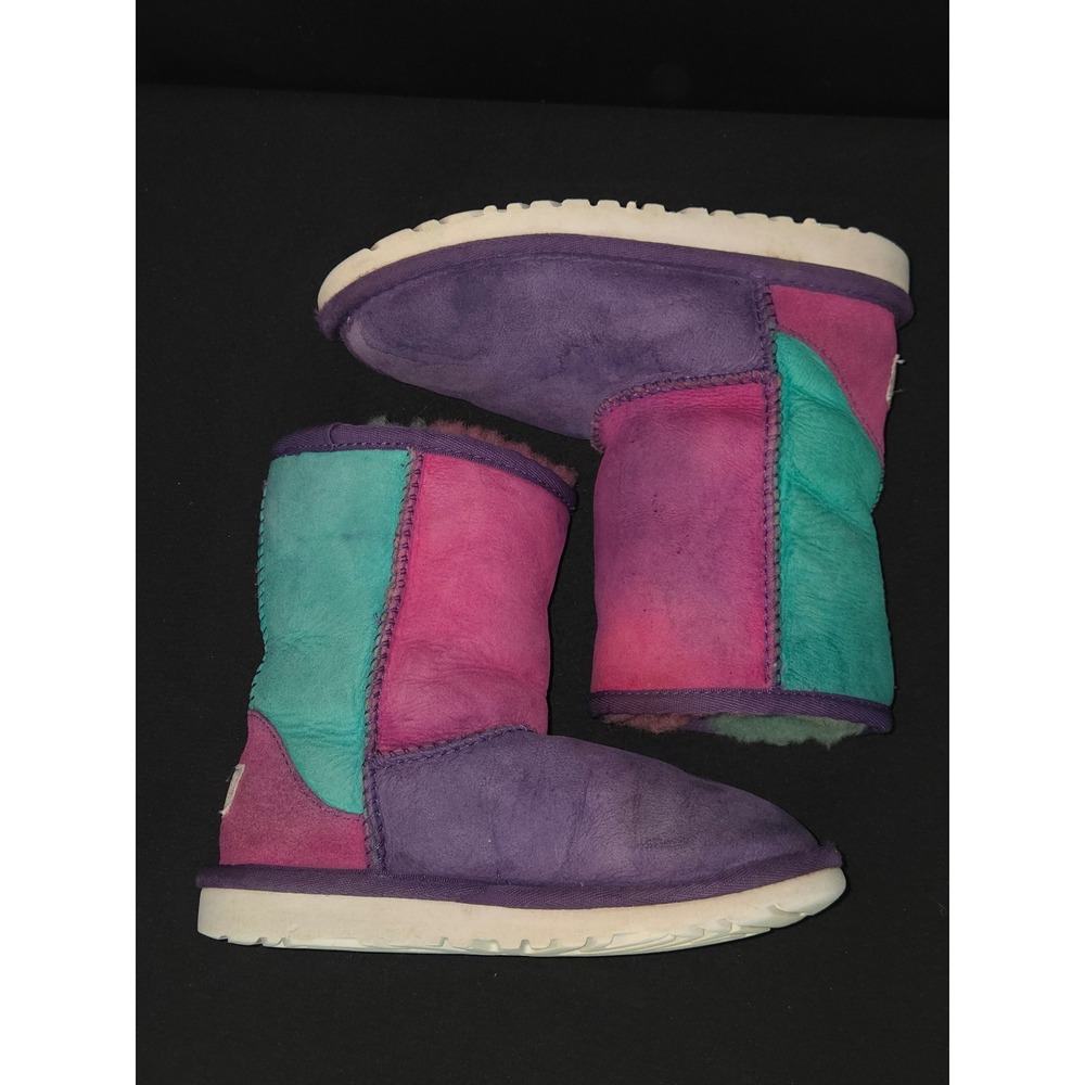 Kids UGG Australia Boots Multicolor Suede Sheepskin Lined Size 13